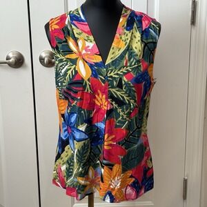 Nic And Zoe Sleeveless Floral Top Blouse Medium